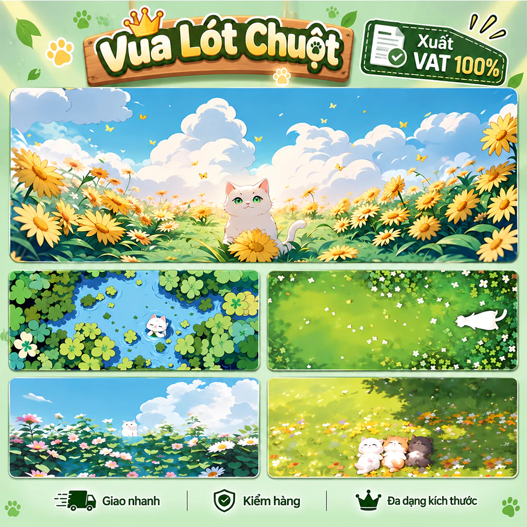 Lót chuột mèo dễ thương Vua Lót Chuột pad chuột mùa hè mới nhất chống trượt, di chuột êm