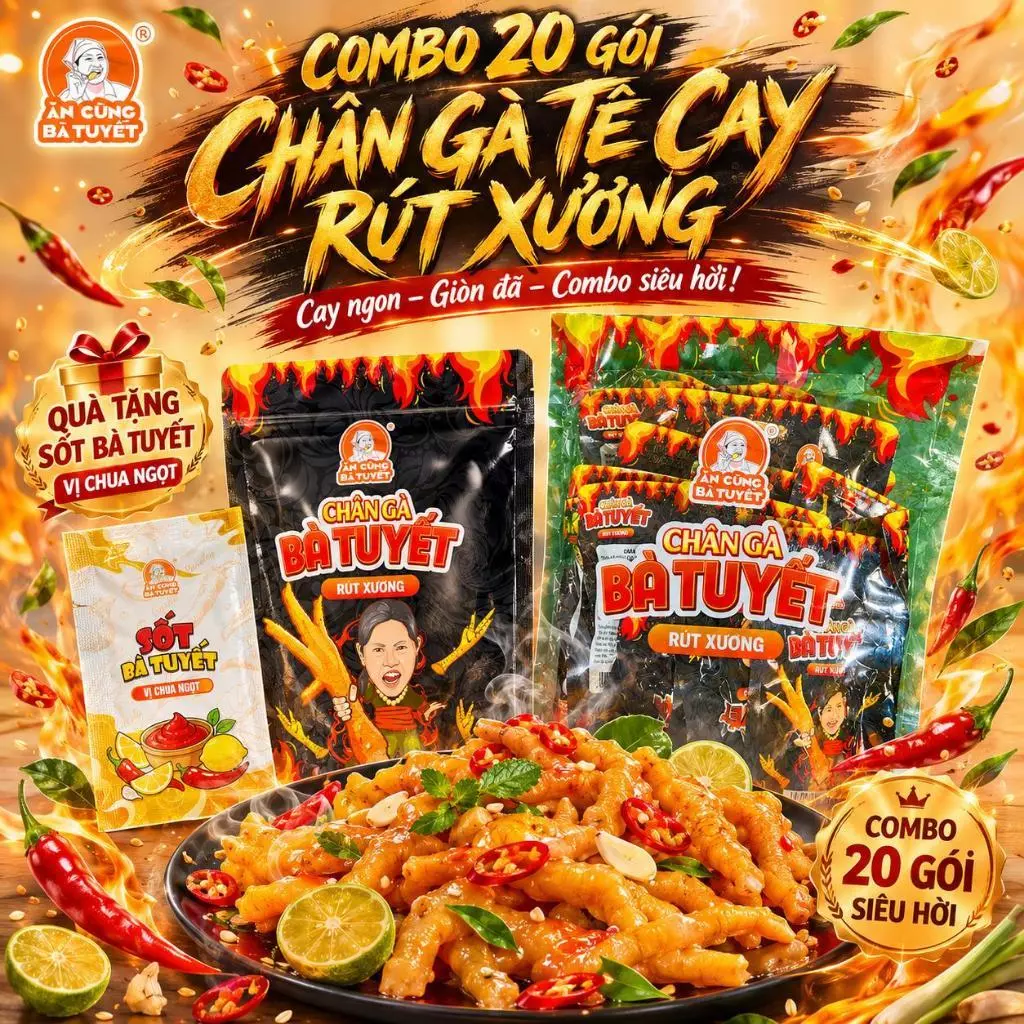(ACBT x KOL) Combo 20 chân gà rút xương tê cay - ĂN CÙNG BÀ TUYẾT