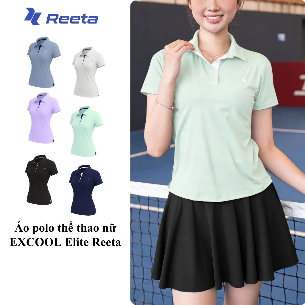 Áo polo thể thao nữ Reeta Signature chất vải EXCOOL Elite, phối cổ  tối giản thanh lịch phong cách cao cấp- A237