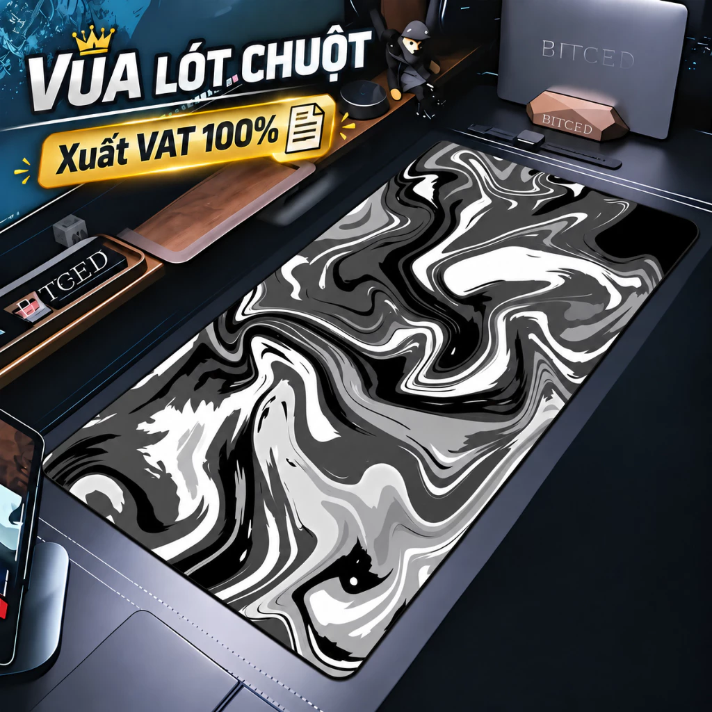 Lót chuột bàn phím cỡ lớn họa tiết loang màu Vua Lót Chuột pad chuột dày 3mm , chống trơn trượt