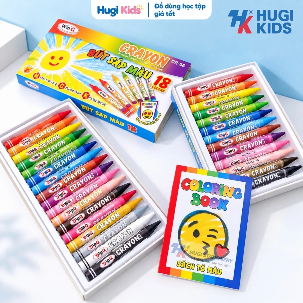 Hộp 12/18 Cây Bút Sáp Màu WinQ – Màu Thơm Dễ Chịu, Lên Màu Đẹp Sắc Nét