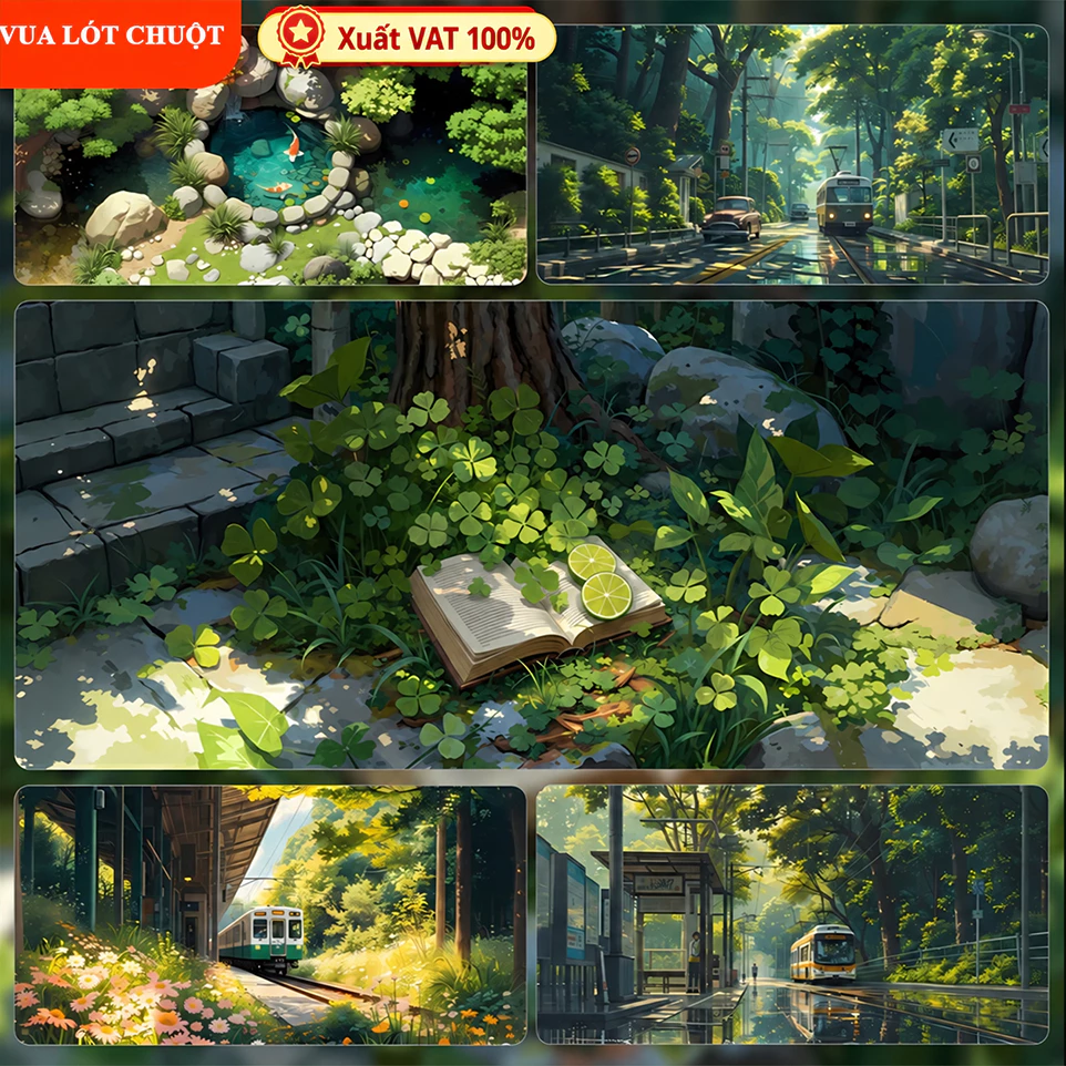 Lót chuột, pad chuột Lót Chuột Phong Cảnh Thiên Nhiên Anime Chill chống trượt, di chuột êm