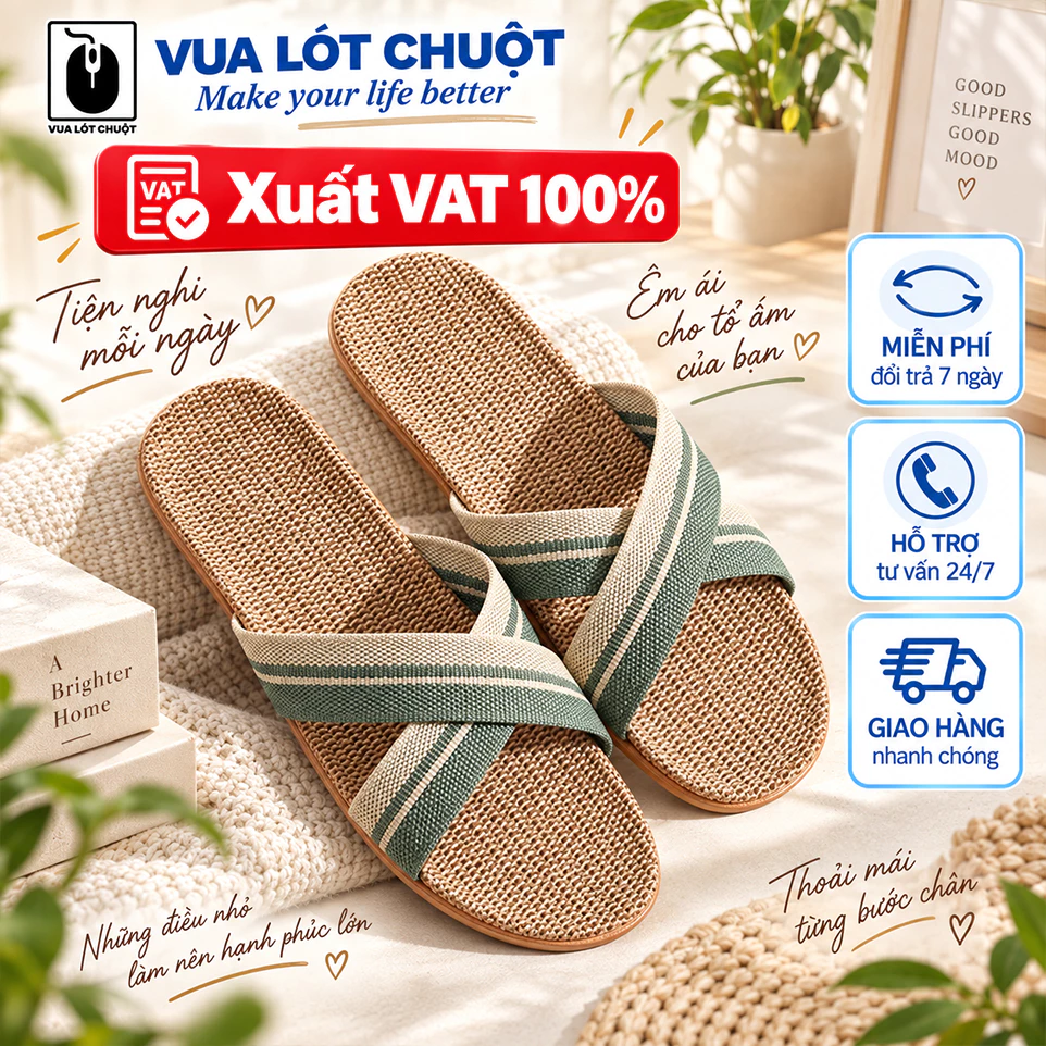 Dép quai vải dệt cao cấp Organic hàng nhập khẩu siêu nhẹ, chống trơn trượt