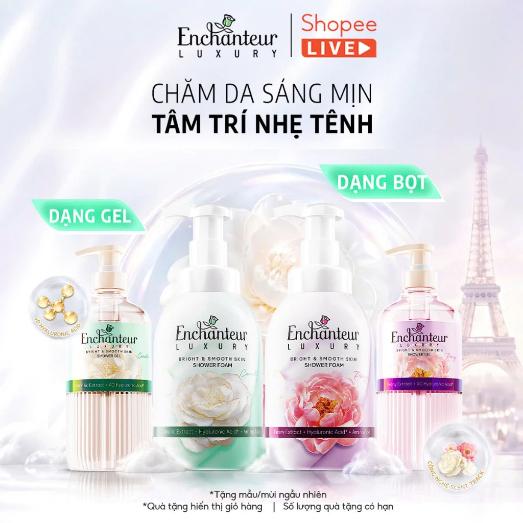 [LIVE] Trải Nghiệm Tắm Cao Cấp Enchanteur Luxury Dưỡng Da Sáng Mịn Chứa Chiết Xuất Hoa Trà/ Hoa Mẫu Đơn + 4D Hyaluronic
