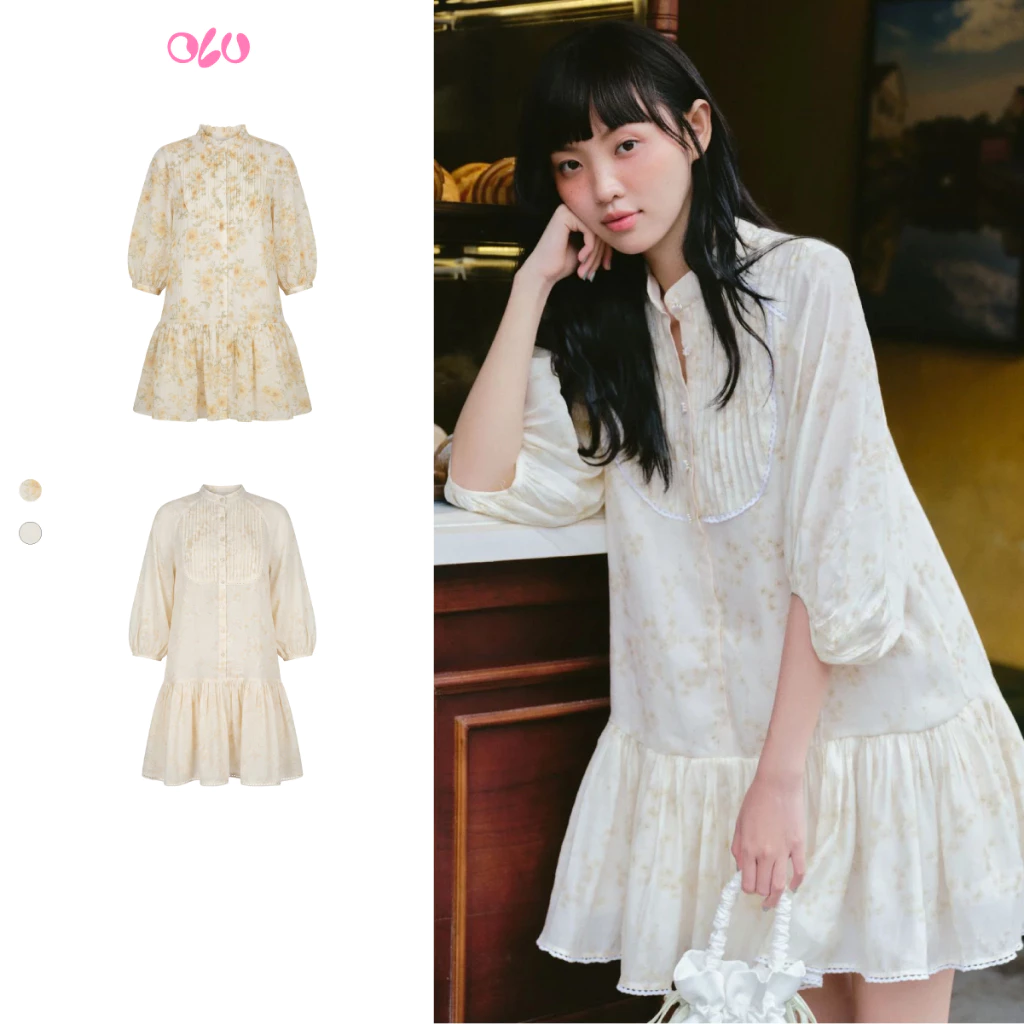 Đầm OLV kiểu tơ hoa babydoll xếp li Fiorella trẻ trung nữ tính