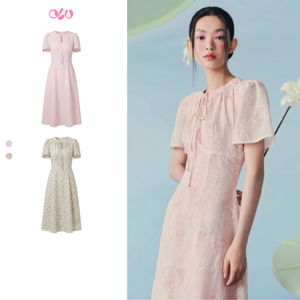 Đầm kiểu OLV hoa tay cánh tiên buộc nơ Jezebel và Aulelei nhiều màu thanh lịch nữ tính