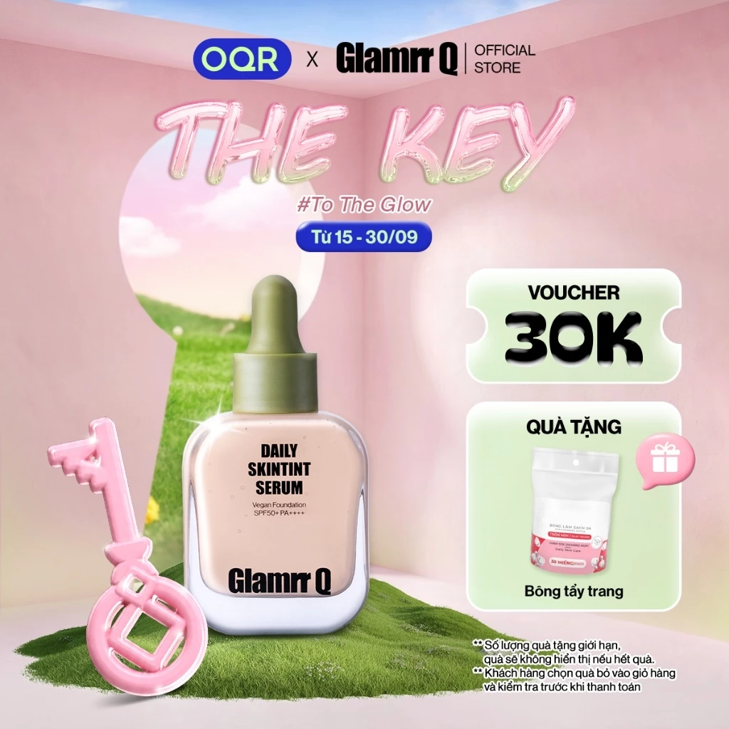 Kem Nền Serum Căng Bóng Glamrr Q Daily SkinTint Serum Vegan Foundation SPF50+/PA++++ (30ml)