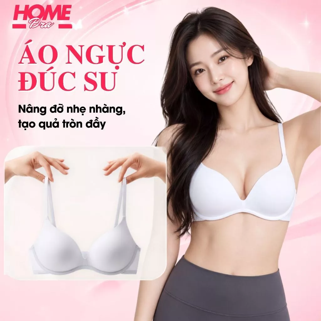 Áo ngực nữ không gọng đệm mút mỏng, Áo lót nữ chất su mềm mại 3 nấc cài điều chỉnh HOMEBRA A239