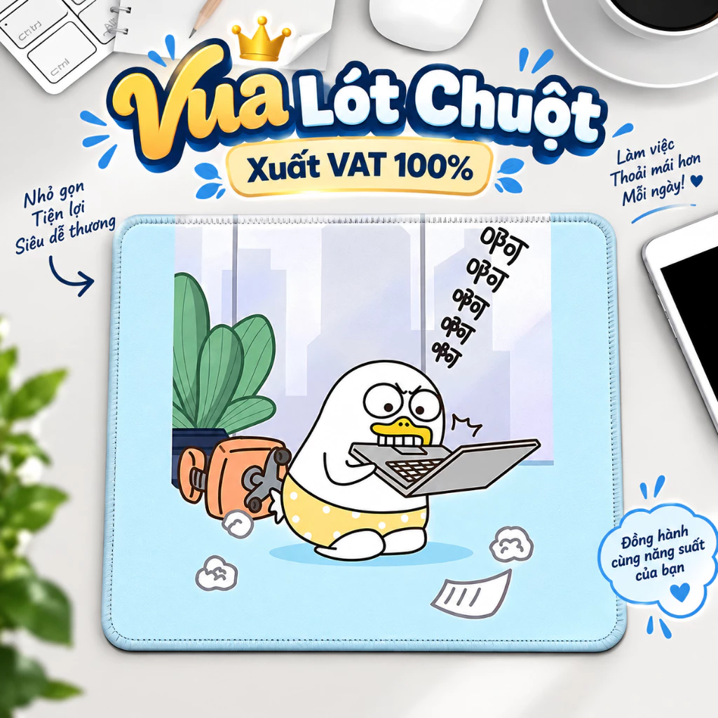 Lót Chuột 26x21 Vịt Hoạt Hình Ngộ Nghĩnh Vua Lót Chuột Pad Chuột Máy Tính Văn Phòng Chống Trượt