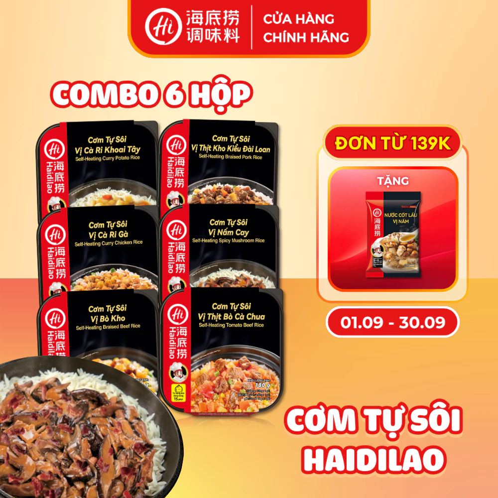 Combo 6 Hộp Cơm Tự Sôi Haidilao ,Đủ Vị Thơm Ngon Và Siêu Tiết Kiệm
