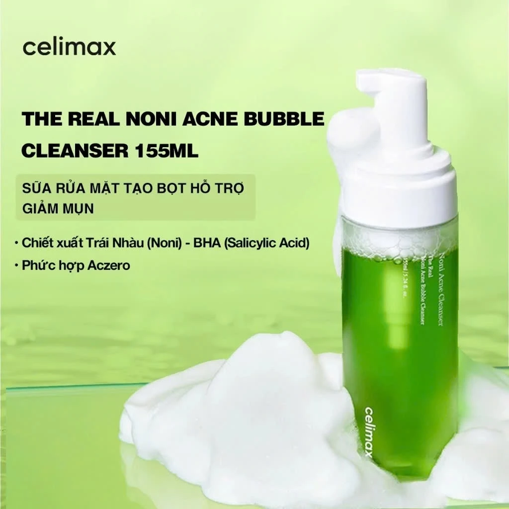 [LIVE] Sữa Rửa Mặt Tạo Bọt Hỗ Trợ Giảm Mụn Celimax The Real Noni Acne Bubble Cleanser 155ml