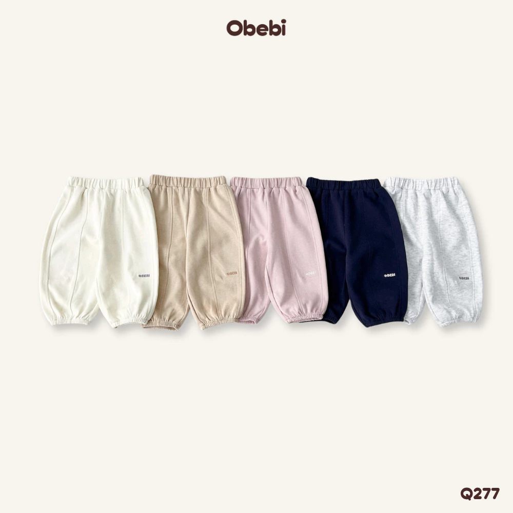 Quần Nỉ Thêu Chữ Ly Gối Thời Trang Thu Đông Cho Bé Trai Bé Gái Obebi 9-23kg Q277