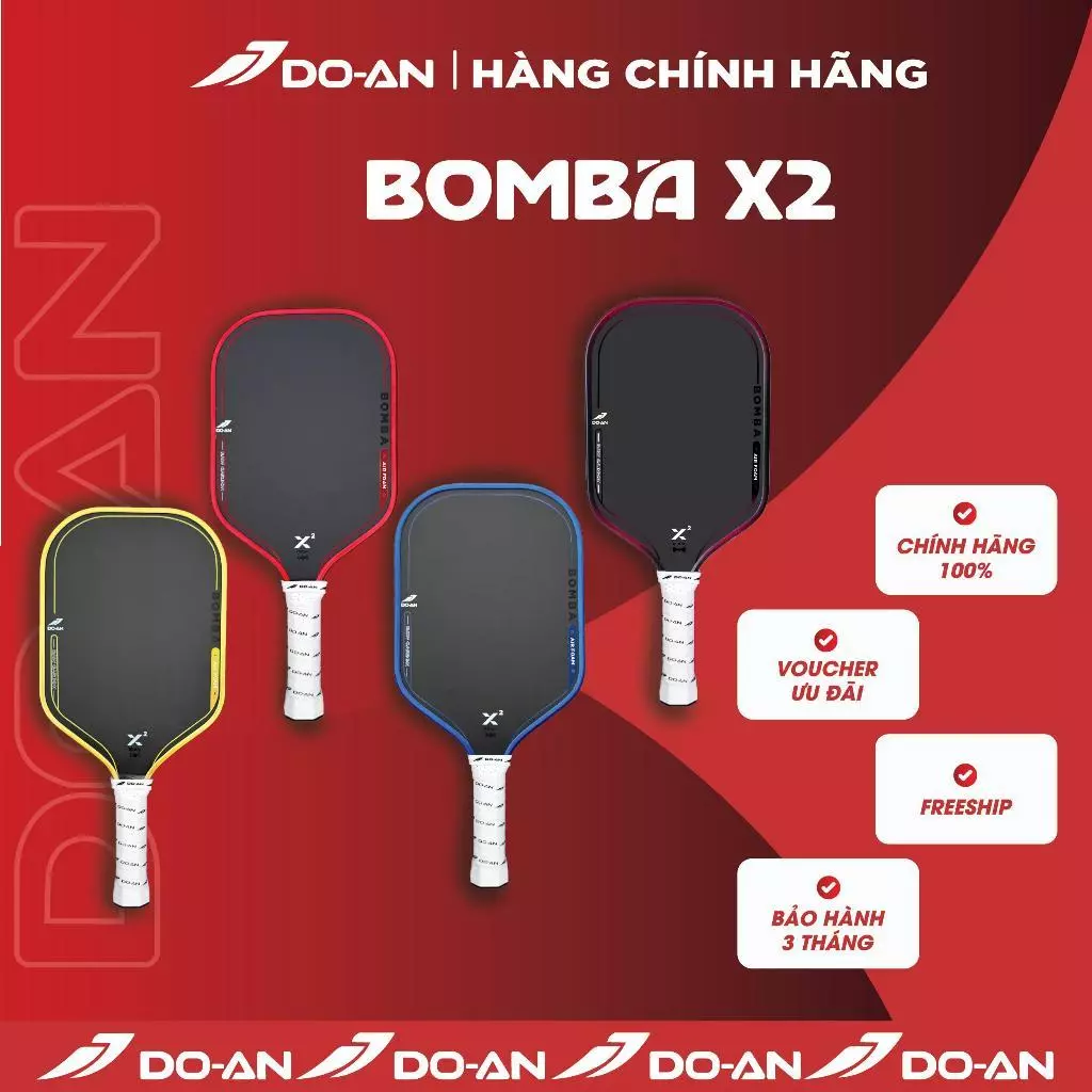 Vợt Pickleball DO-AN Bomba X2 Lõi full foam, viền chrome bóng, âm thanh siêu to,mặt carbon ép nóng siêu ổn định-PB-BX2