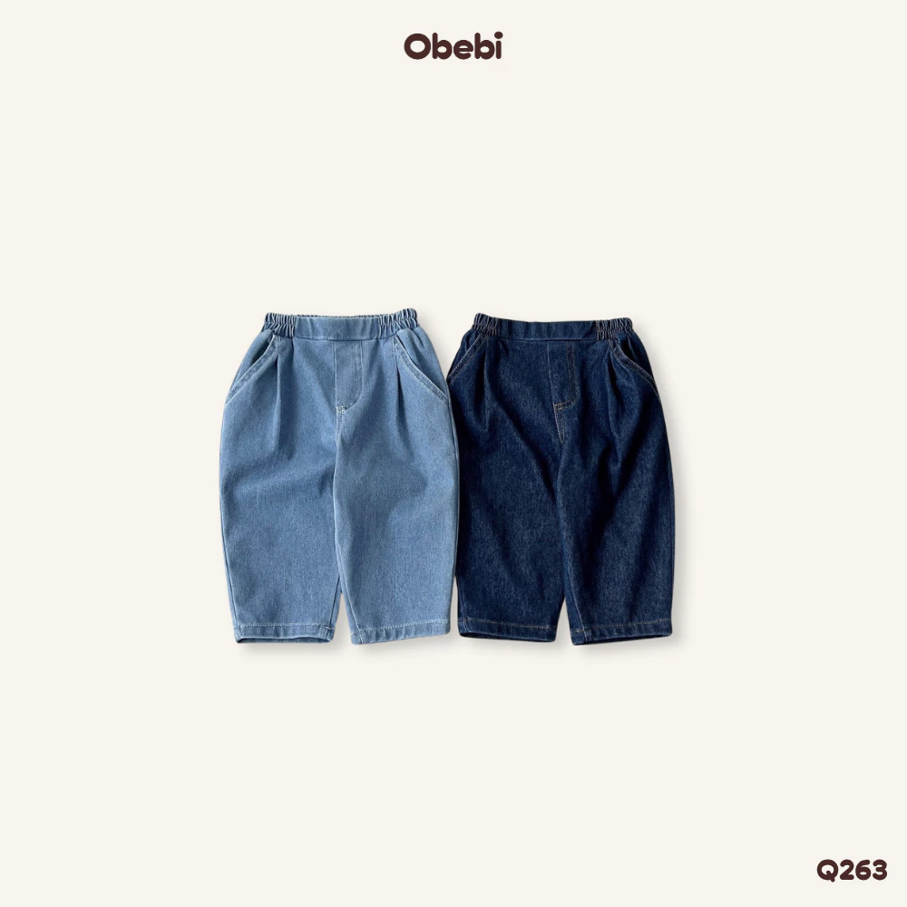 Quần Jeans Mặc Đi Học Đi Chơi Form Basic Dễ Phối Đồ Obebi Cho Bé Trai Bé Gái Từ 9 - 22kg Q263