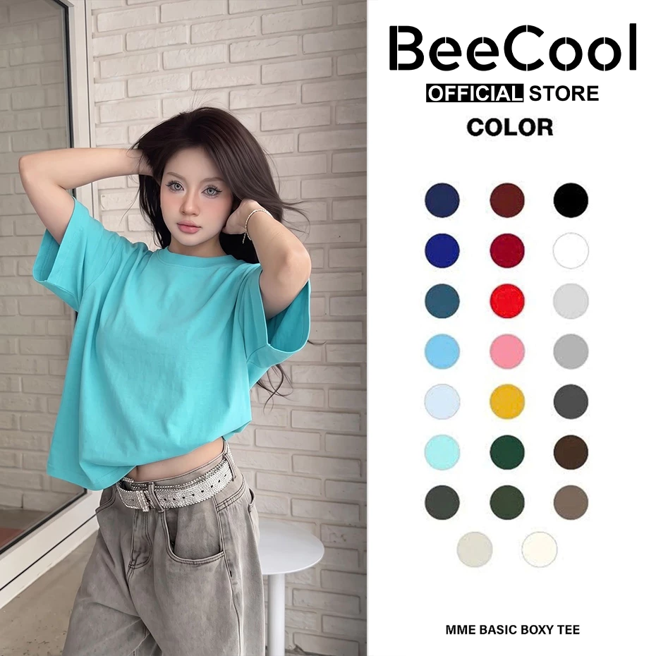 ÁO THUN BOXY TRƠN BEECOOL COTTON 250GSM Cổ Tròn