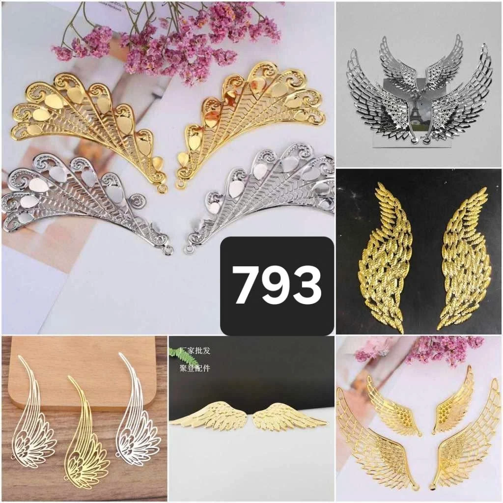 Phiến kim loại hình cánh chim nhiều mẫu, nguyên liệu làm trâm cài tóc cổ trang, nguyên liệu diy