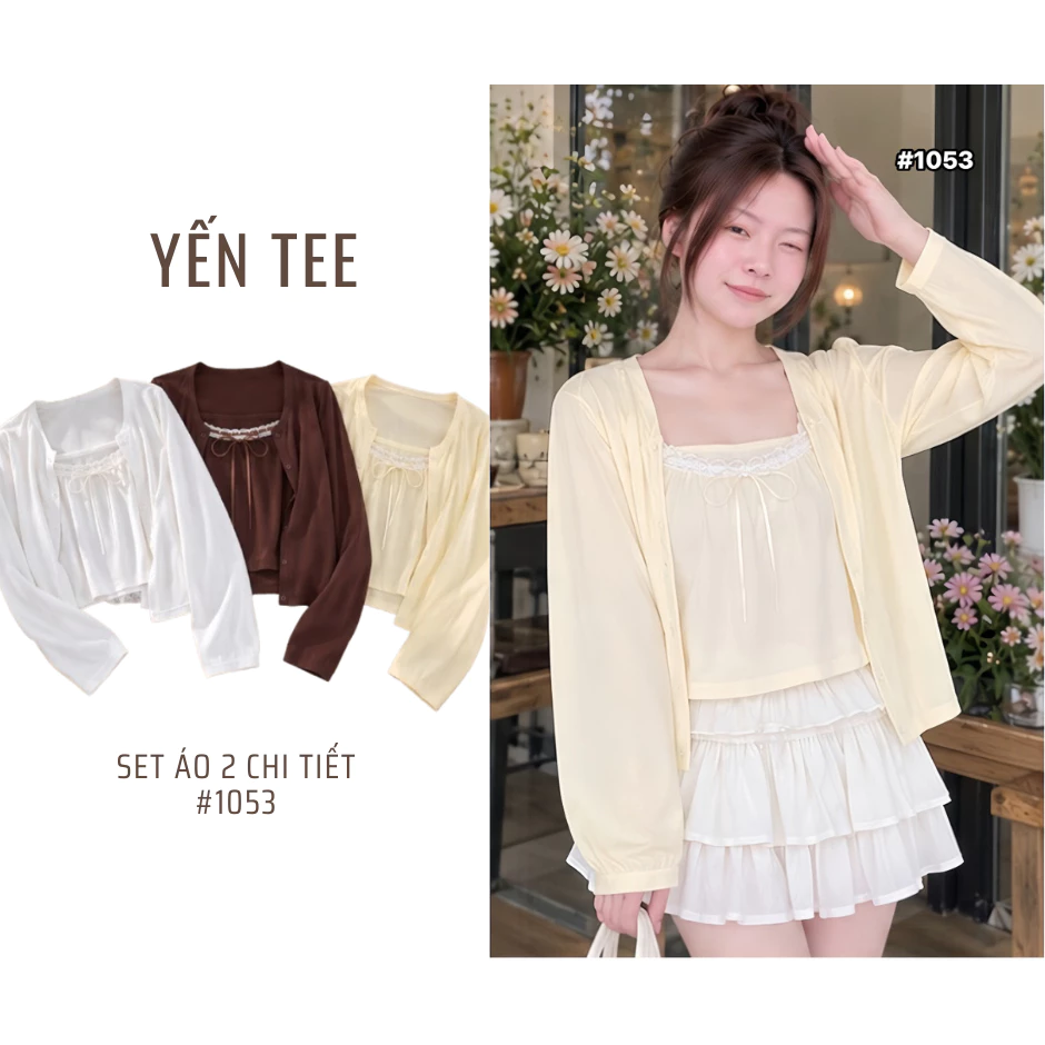 Set áo Cadigan mỏng kèm áo hai dây, thun co giãn, mềm nữ tính, phong cách Thu đông dễ mặc #1053 Yến Tee shop