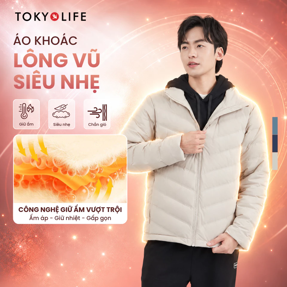 Áo khoác lông vũ Nam TOKYOLIFE siêu nhẹ siêu giữ ấm cổ cao 40005202