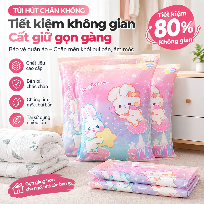 HELLOSHOP  Túi Hút Chân Không túi nén Quần Áo, Chăn Gối  Dày Gấp Đôi, Van Chống Rò Rỉ Hơi, Tránh Ẳm Nấm Mốc