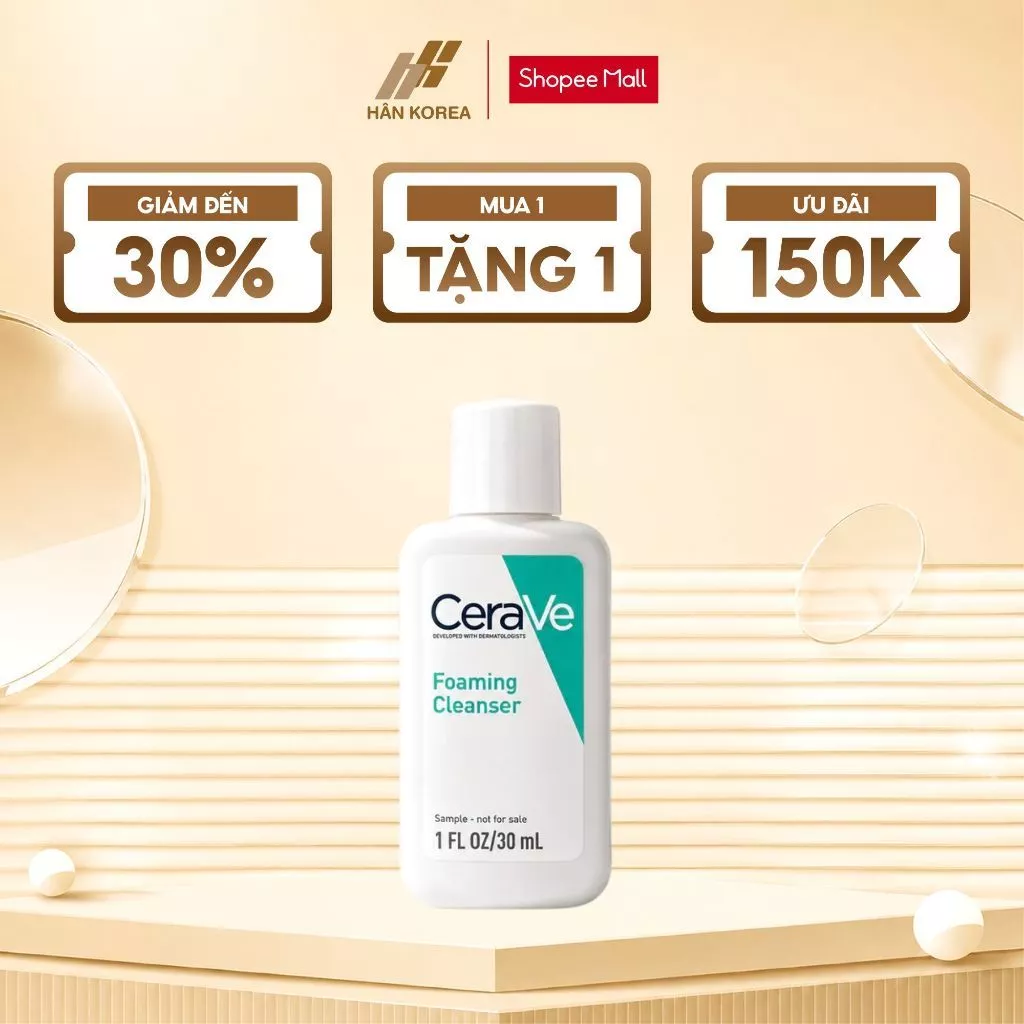 Sữa Rửa Mặt Cerave Giúp Làm Sạch & Cấp Ẩm Dành Cho Da Dầu 30ml - C890