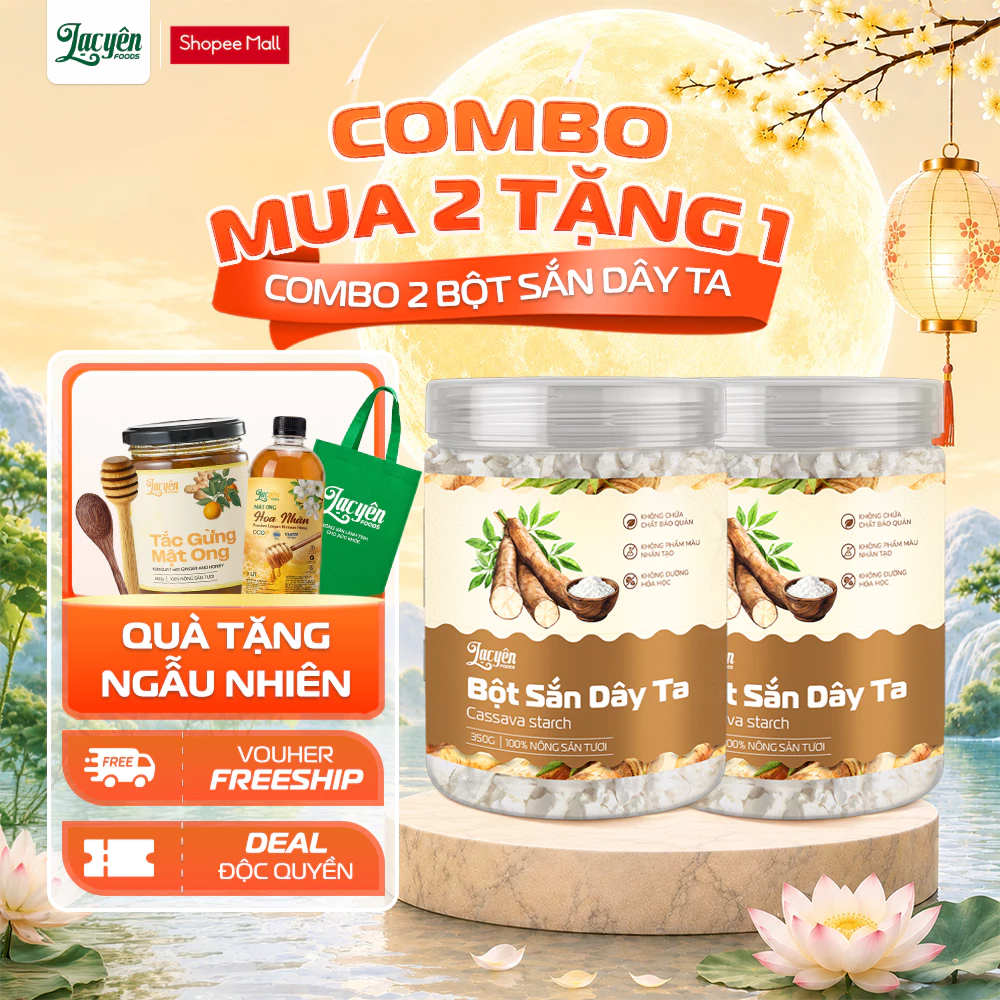 Combo 2 Hũ Bột Sắn Dây Ta Loại Đặc Biệt Lạc Yên Foods – Trắng Mịn Không Pha Trộn Hỗ Trợ Giải Nhiệt