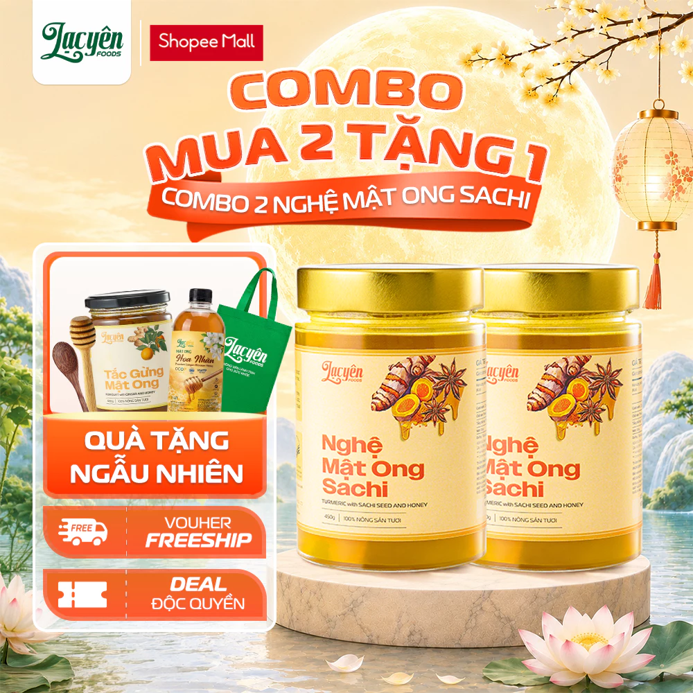 Combo 2 Hũ Nghệ Mật Ong Sachi Lạc Yên Foods, Kèm Quà Tặng, Vị Ngọt Dịu Dễ Uống, Không Hăng Đắng