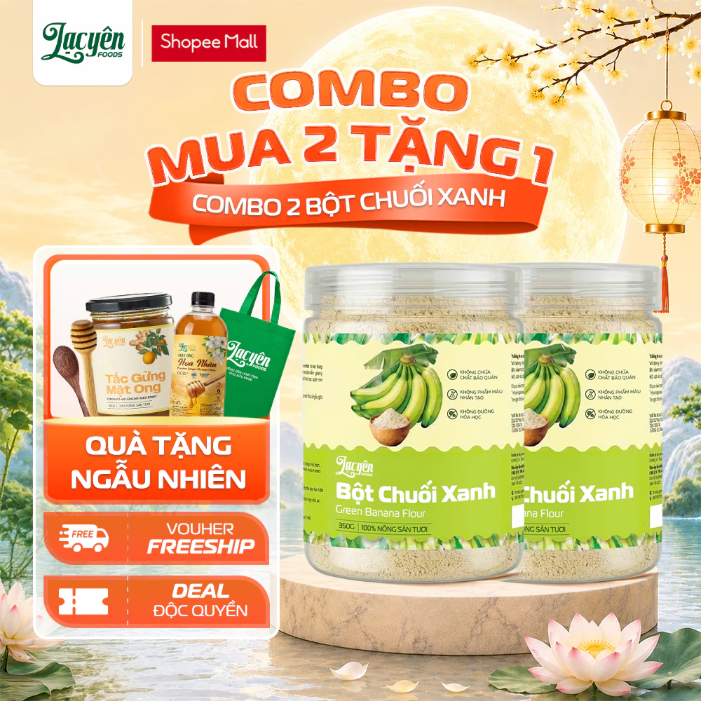 Combo 2 Hũ Bột Chuối Xanh Lạc Yên Foods - Sản Phẩm Thuần Tự Nhiên Phù Hợp Với Gia Đình, Thơm Ngon