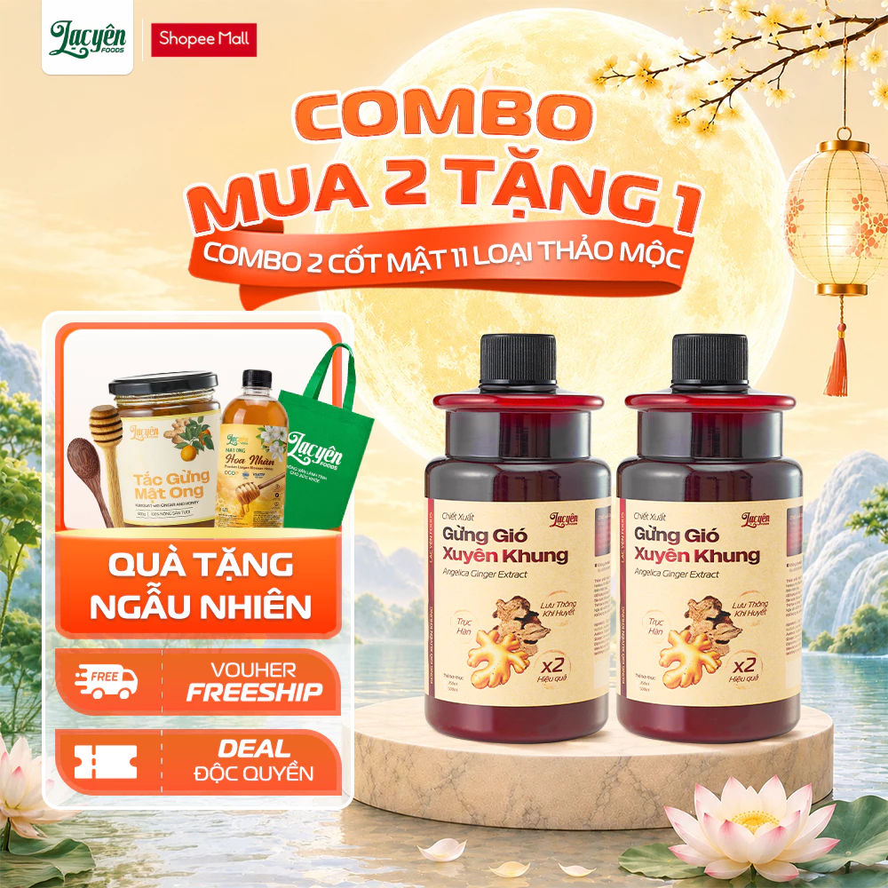 Combo 2 Hũ Chiết Xuất Gừng Xuyên Khung Lạc Yên Foods, Kèm Quà Tặng - Thảo Mộc Ngâm Chân, Pha Tắm