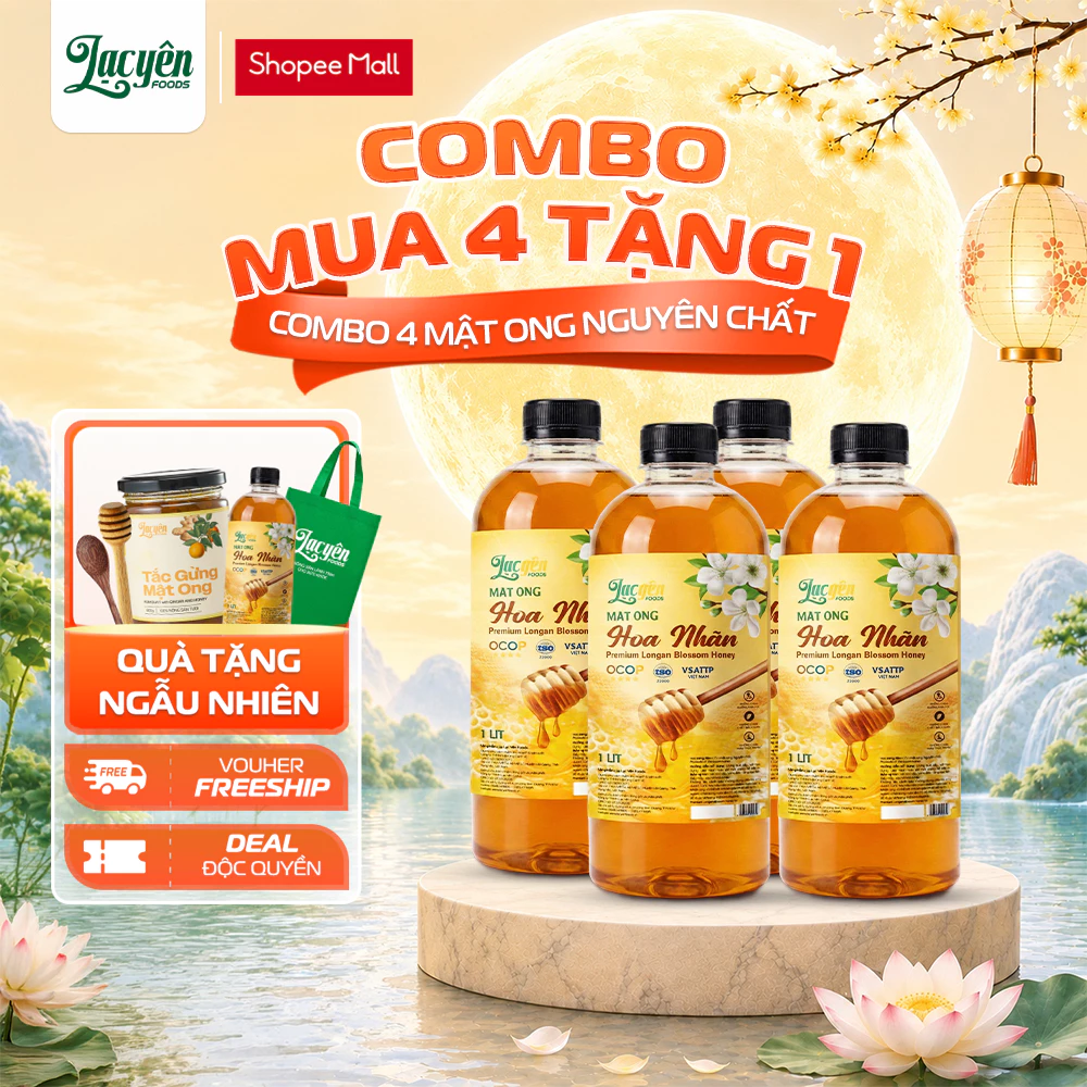 Combo 4 Chai Mật Ong Nguyên Chất Lạc Yên Foods