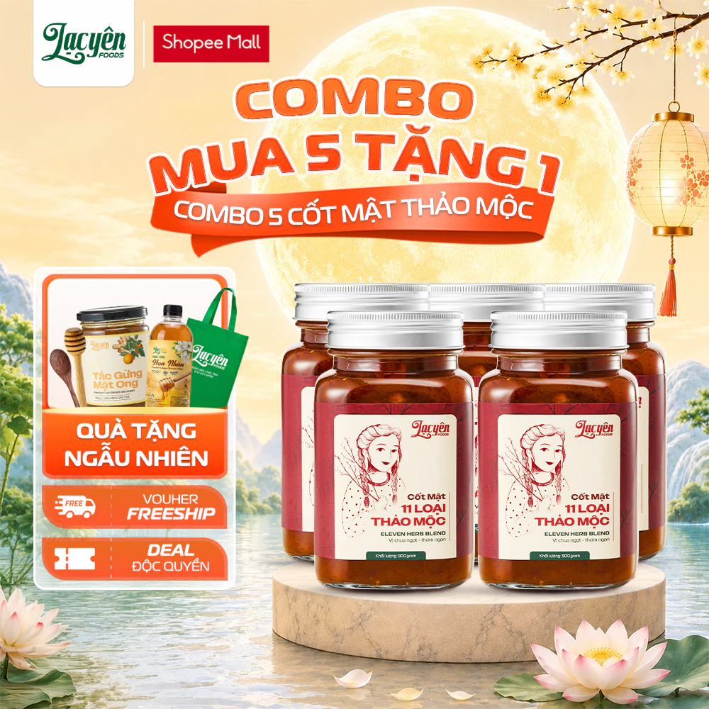 Combo 5 Hũ Cốt Mật 11 Loại Thảo Mộc Lạc Yên Foods Dạng Cô Đặc Tiện Pha Uống Mỗi Ngày