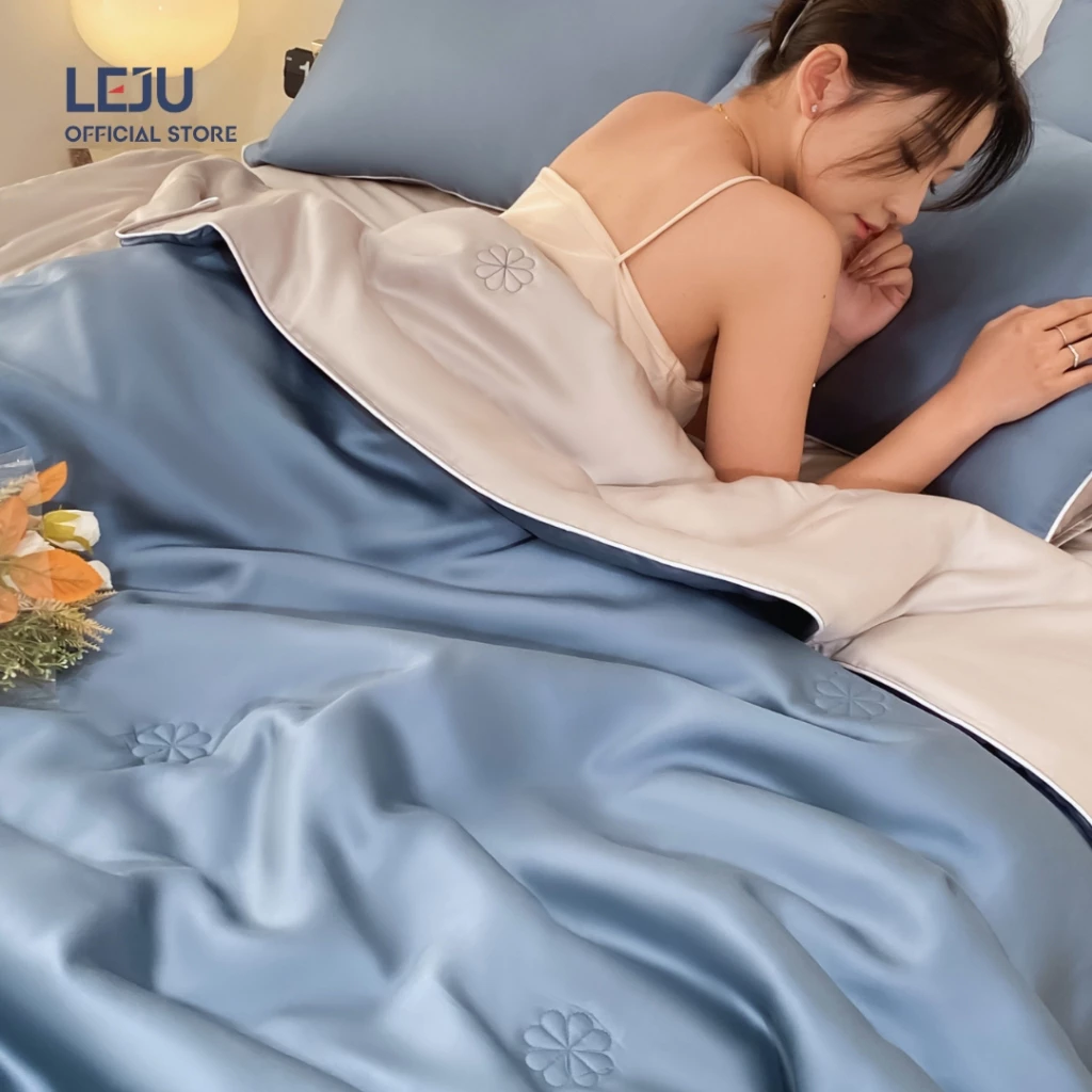Chăn Hè Trần Bông Lụa Giặt Nước HOME LEJU Chăn Điều Hòa Cao Cấp Mùa Hè Mát Lạnh Thoáng Khí Mềm Mịn