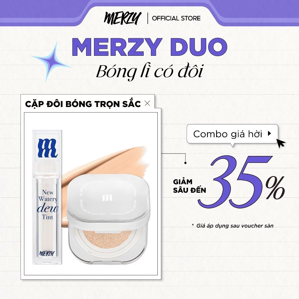 [MERZY DUO] FULL FACE DUO: Phấn Nước Merzy The Airy Filter Cushion 11g + Son Tint Merzy New Dew 4g
