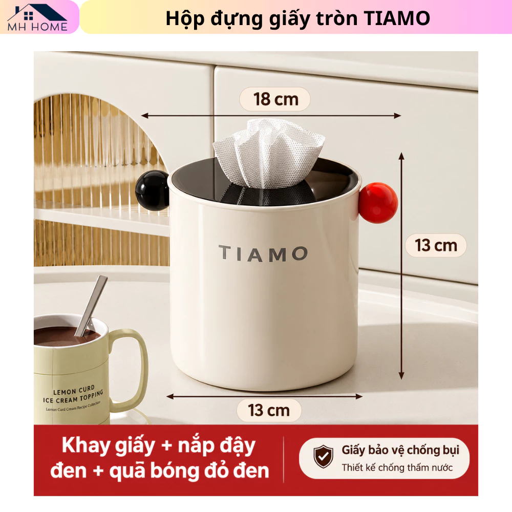Hộp Đựng Giấy Cuộn Tròn TIAMO Chống Nước - Hộp Giấy Bàn Cao Cấp