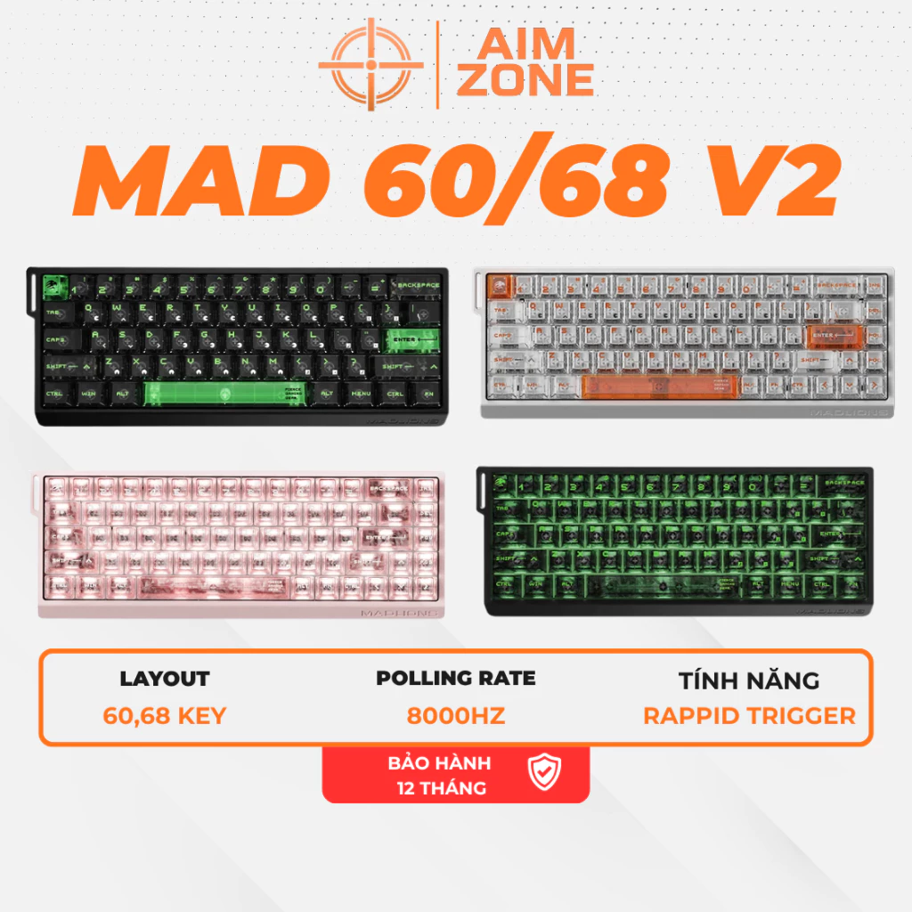 Bàn Phím HE RAPPID TRIGGER MADLIONS 60 / 68 V2 | Phím RGB | 8000HZ | Rapid Trigger - Hàng Chính Hãng