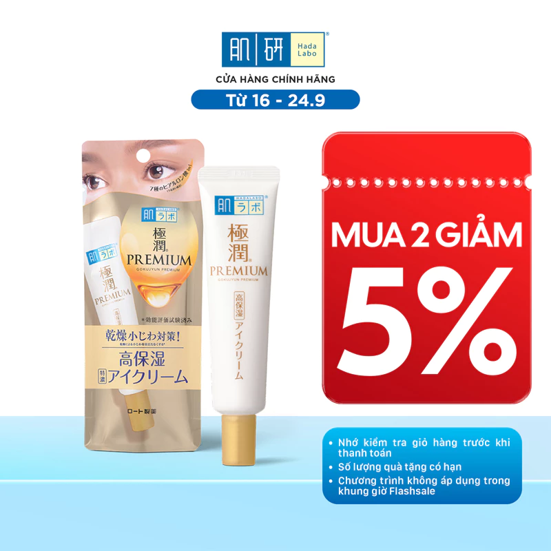 Kem dưỡng mắt Hada Labo cấp ẩm cao cấp Hada Labo Gokujyun Premium Hyaluronic Eye Cream 20g