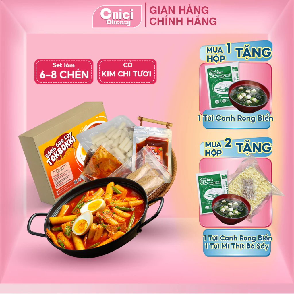 Set nguyên liệu nấu Tokbokki kèm kim chi ONICI set nhỏ nấu 8 chén