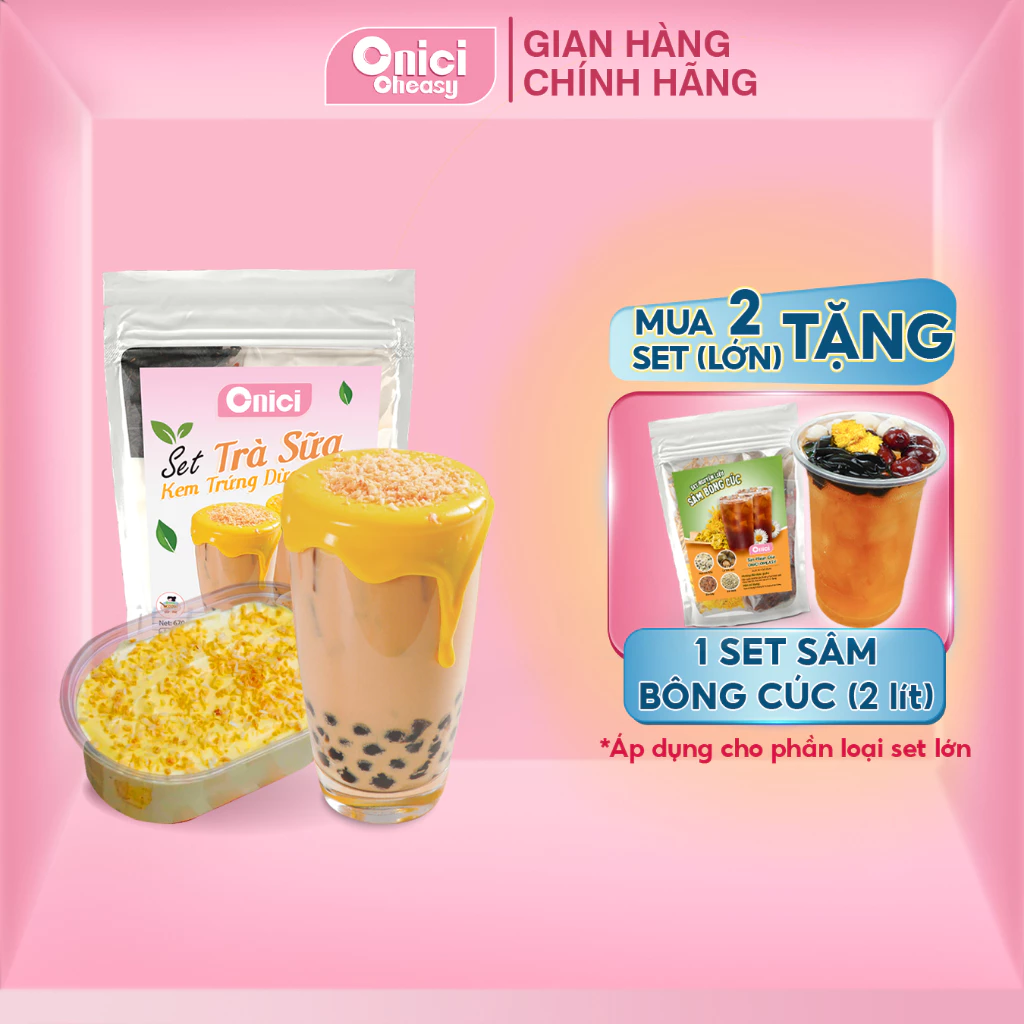 Trà sữa tự pha Bếp Của Mẹ Onici Set nguyên liệu trà sữa Kem trứng mix vụn dừa nướng cao cấp 20-25 ly