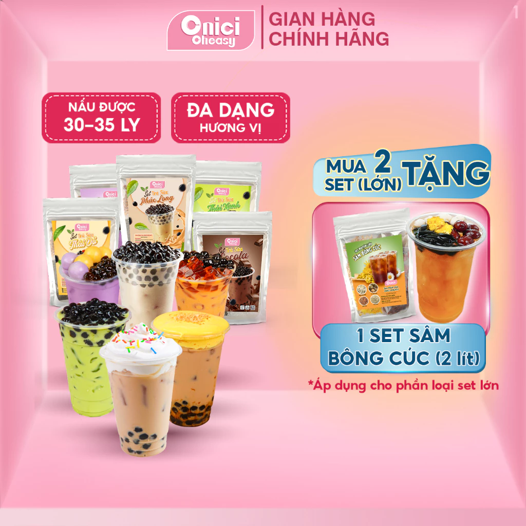 Set trà sữa phúc long thái xanh thái đỏ 15 vị tự chọn Bếp Của Mẹ Onici nguyên liệu nấu 30-35 ly