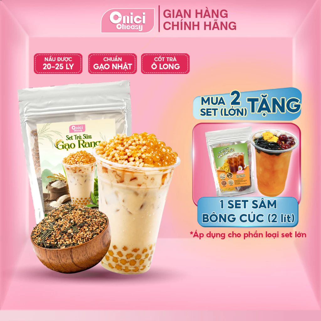 Set trà sữa gạo rang nguyên liệu tự nấu tiện lợi thơm ngon ONICI thành phẩm 25-30 ly