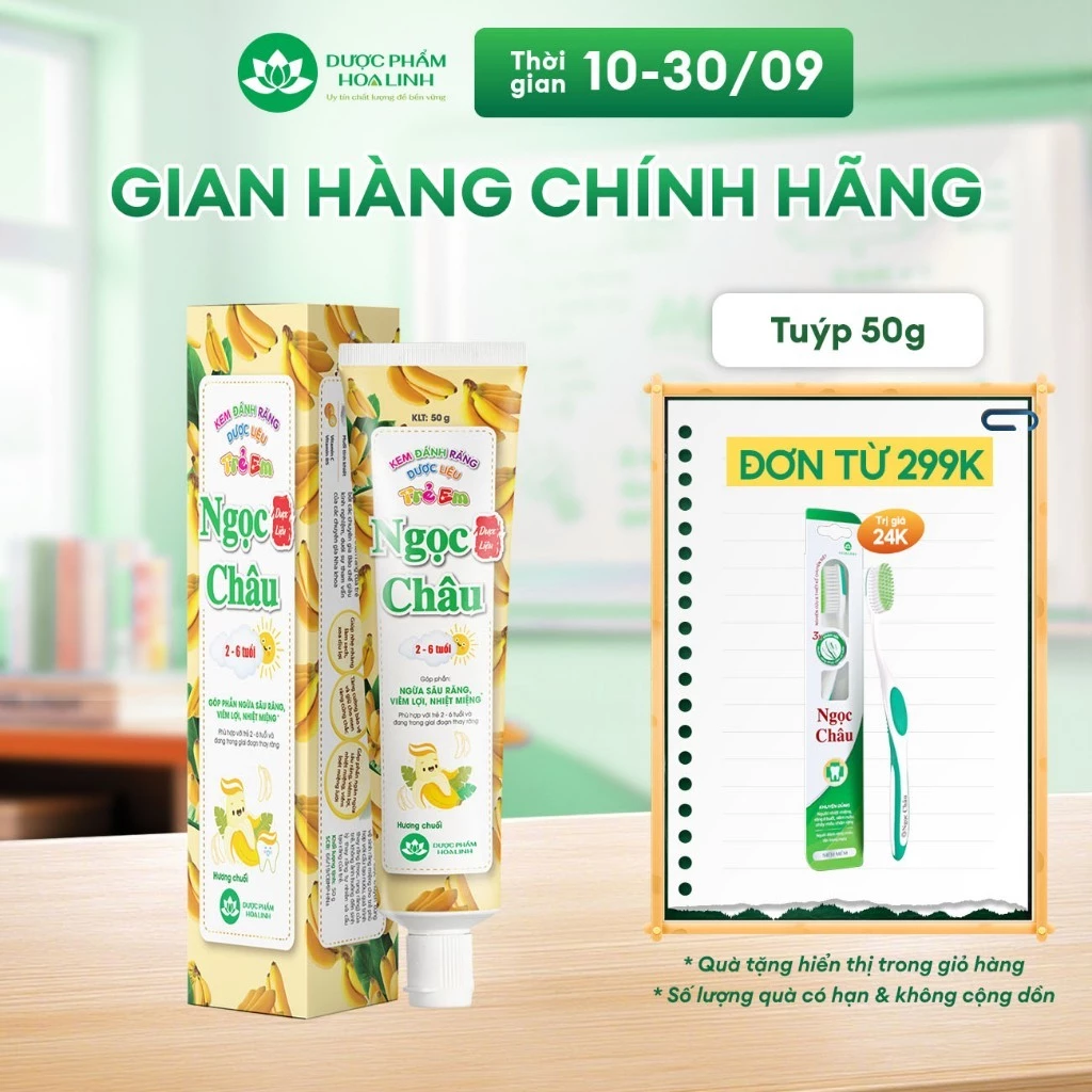 Kem đánh răng Ngọc Châu trẻ em hương chuối 50g