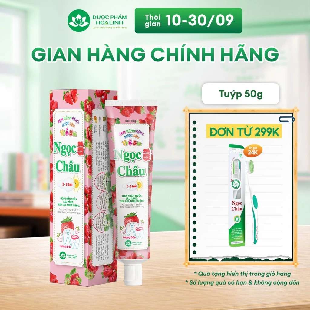 Kem đánh răng dược liệu Ngọc Châu trẻ em hương dâu 50g