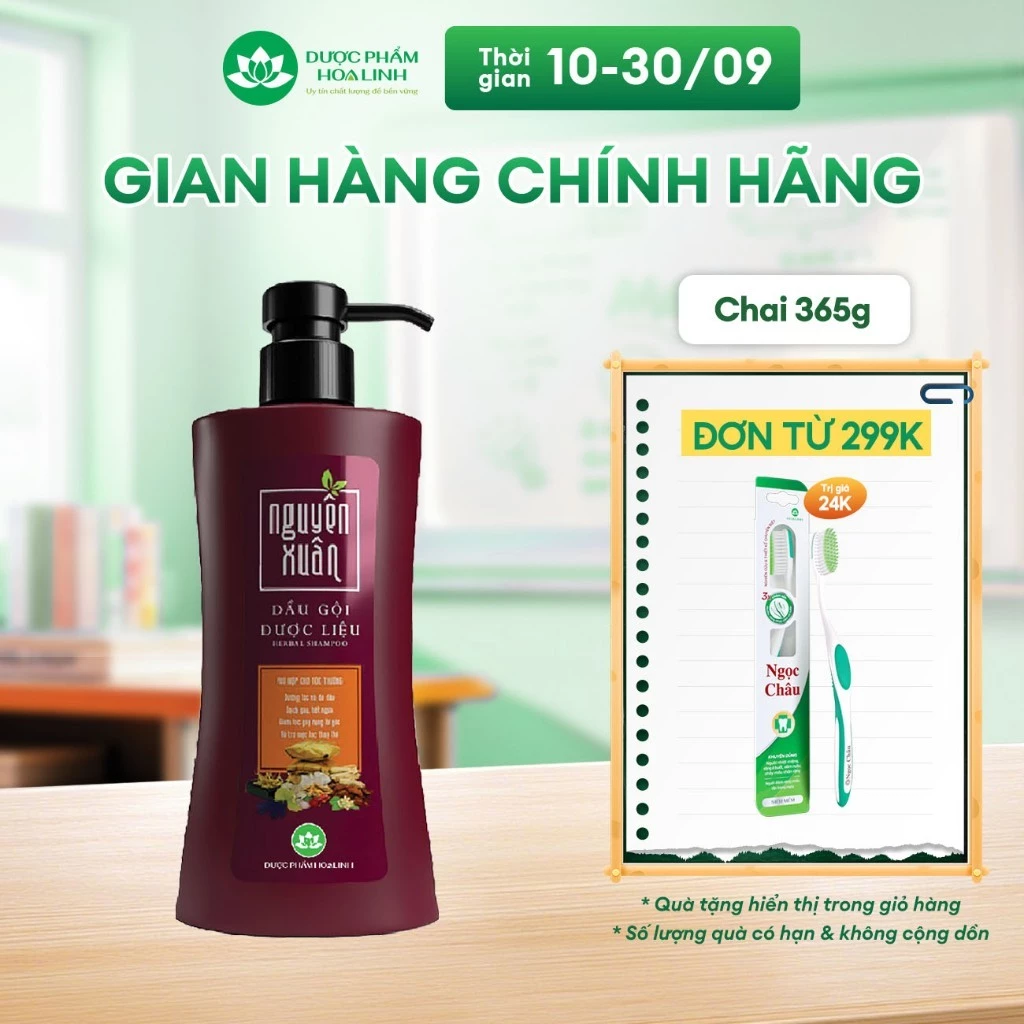 Dầu gội Dược liệu Nguyên Xuân nâu 365g  - Tặng thêm 35g giá không đổi - Dành cho tóc thường