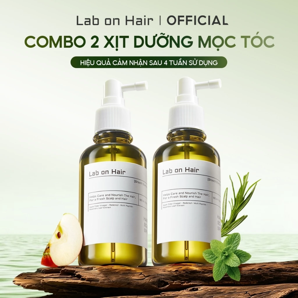 Combo xịt mọc tóc Lab on Hair 160ml xịt dưỡng tóc với giấm táo kích thích mọc tóc Rụng Tóc