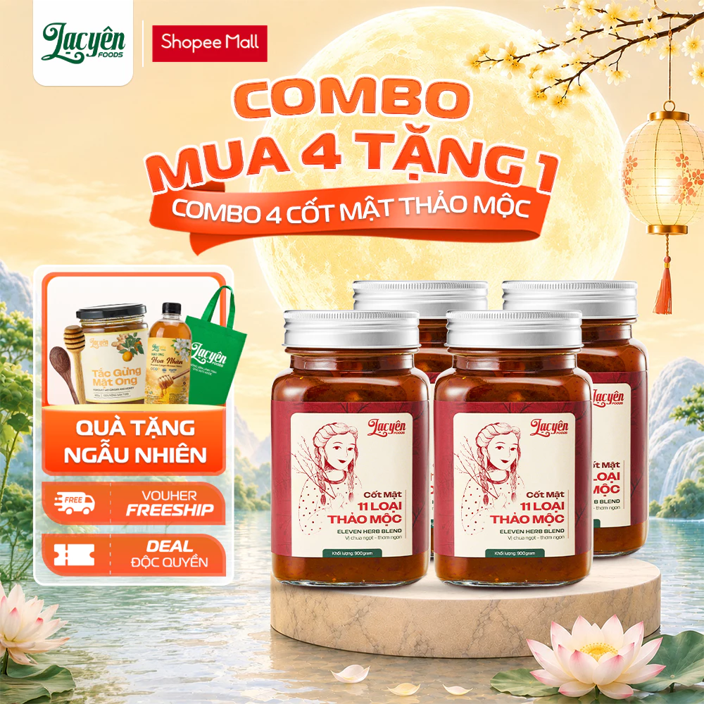 Combo 4 Hũ Cốt Mật 11 Loại Thảo Mộc Lạc Yên Foods Tặng 1 Hũ Cốt Mật 650gr