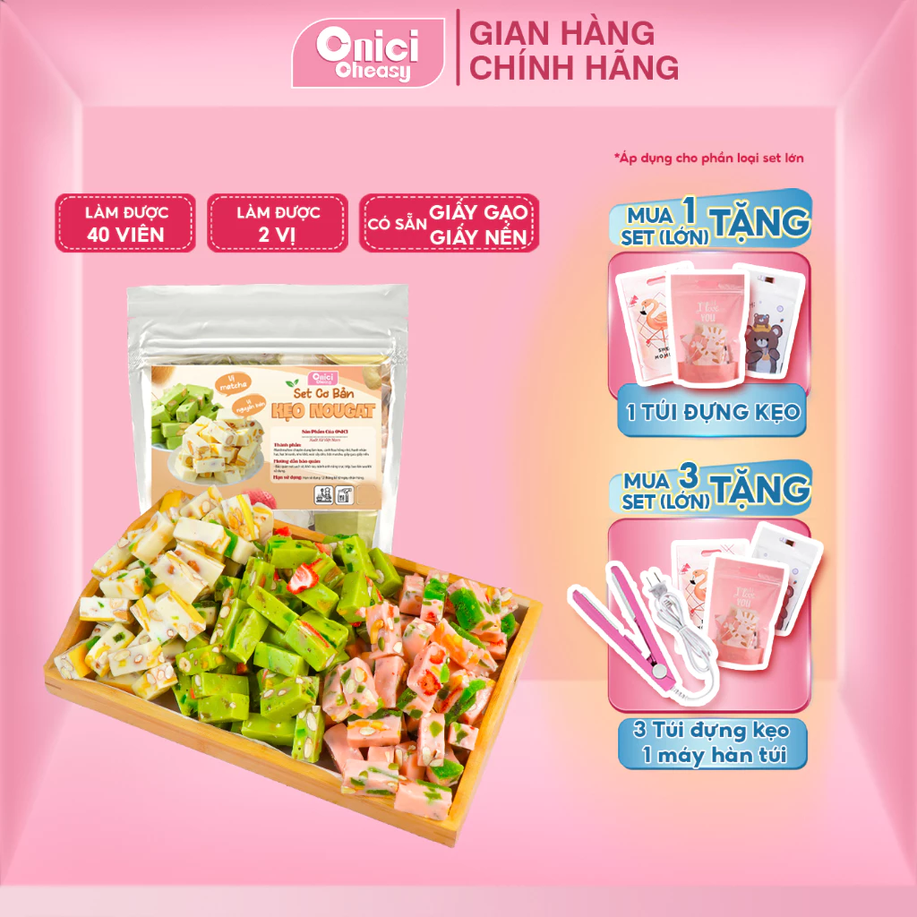 SET NGUYÊN LIỆU LÀM KẸO NOUGAT CƠ BẢN BẾP CỦA MẸ ONICI