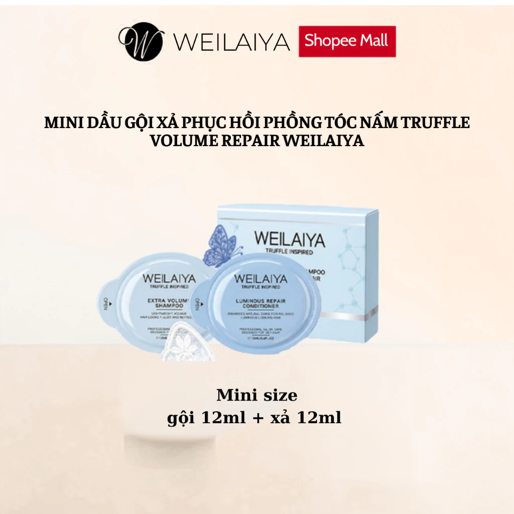 (NEW) MINI SIZE Bộ dầu gội xả phồng tóc Weilaiya nấm Truffle  sạch gàu. Set mini 12ml+ 12ml