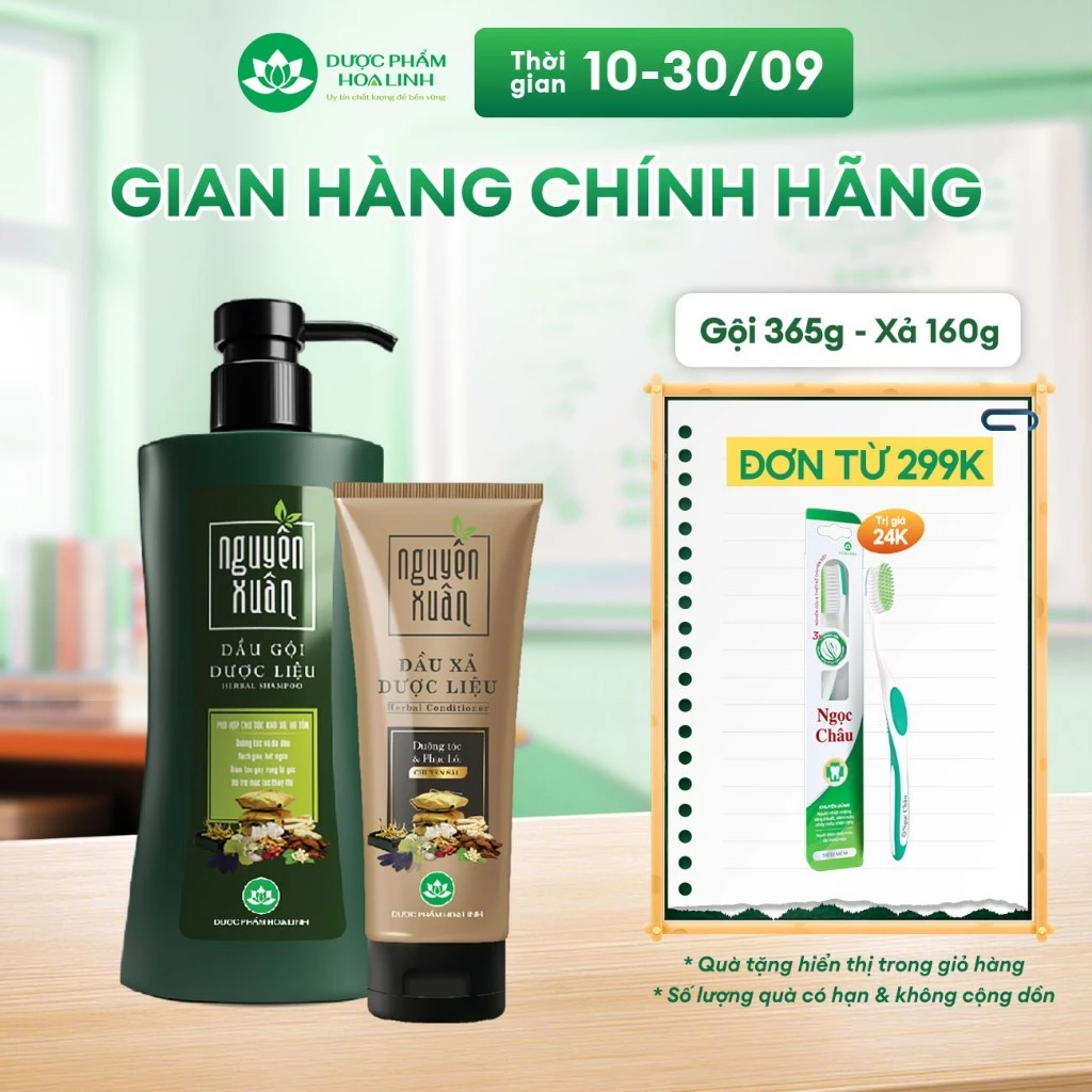 Bộ Dầu gội 450ml/ 470g và Dầu xả 160g Nguyên Xuân xanh dưỡng tóc - Dành cho tóc khô xơ, hư tổn
