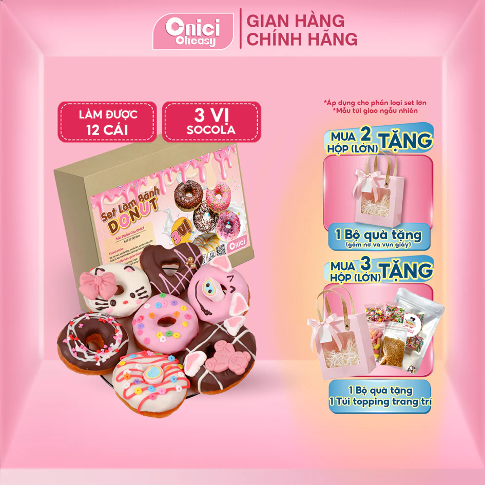 Set nguyên liệu làm bánh Donut ONICI làm thành phẩm 10-12 bánh