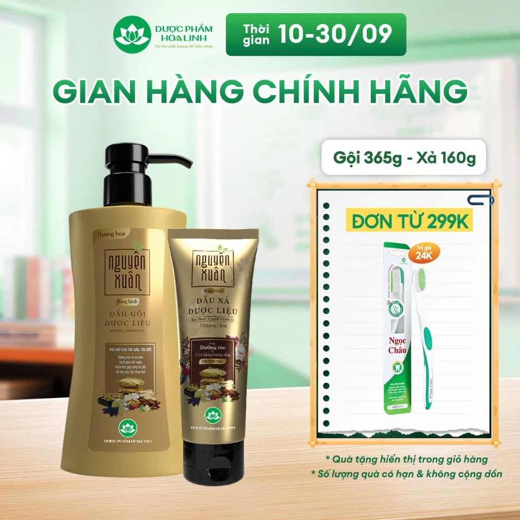 Bộ Dầu gội 365g và Dầu xả 160g Nguyên Xuân bồng bềnh - Dành cho tóc dầu bết