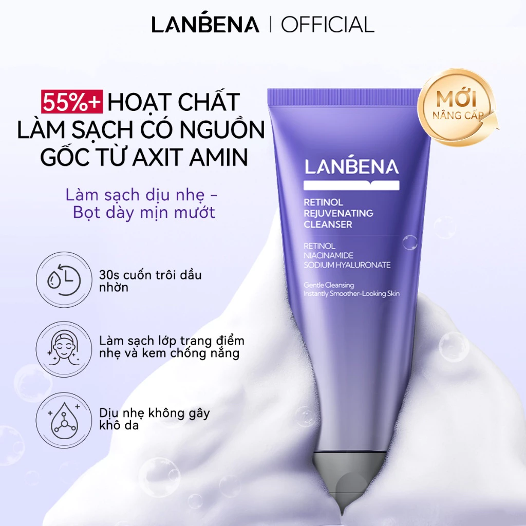 LANBENA Sữa rửa mặt (100ml) - giúp kiểm soát dầu, làm sạch sâu, dưỡng ẩm,Skincare